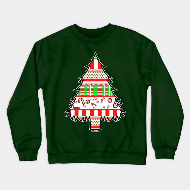 Christmas Busy Stripes Crewneck Sweatshirt by Jan Grackle